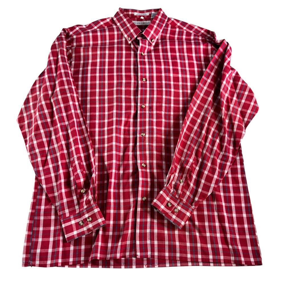 Blueprint Vintage Button Down Shirt Mens Large Red Plaid Silk Poplin USA Made